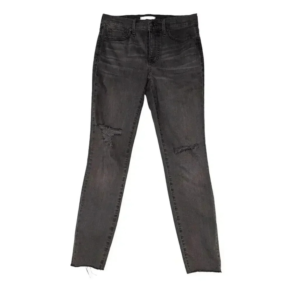 Madewell Size 28 (US Size 6) 9"‎ High-Rise Skinny Jeans Destructed-Hem in Black